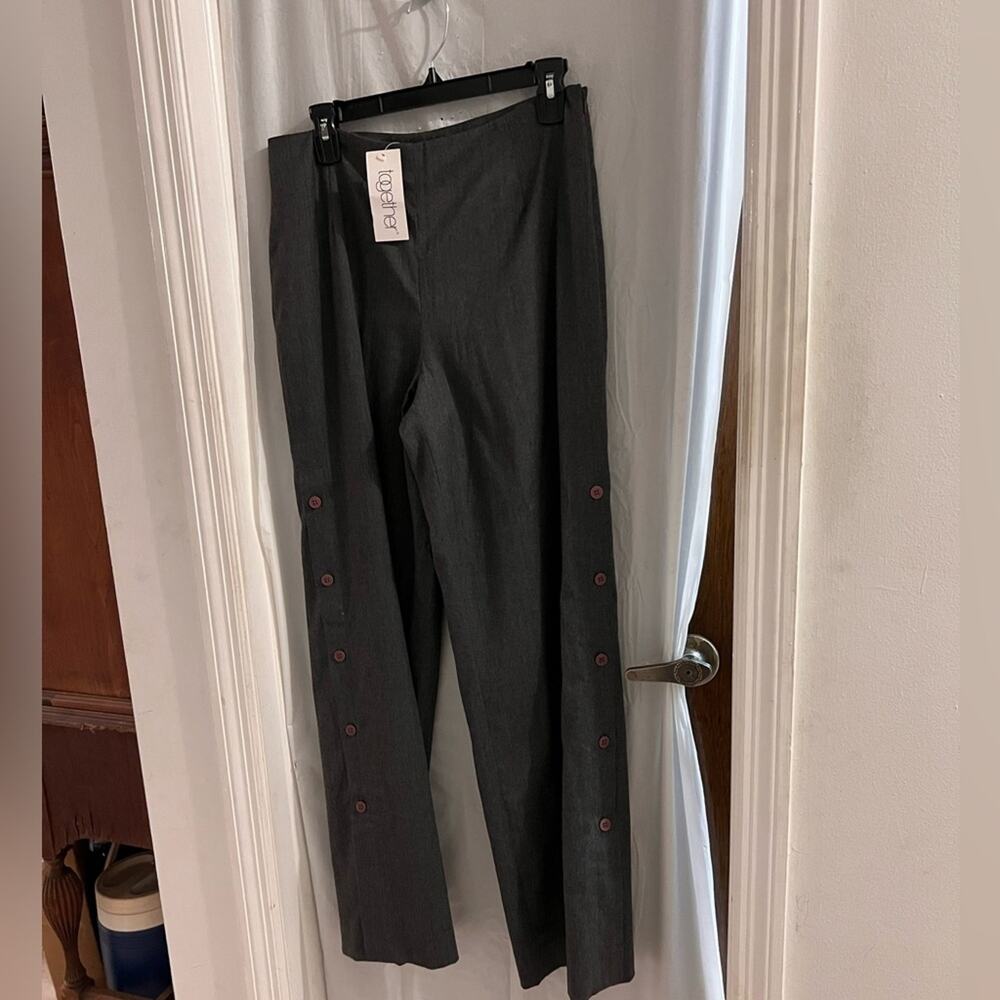 Together gray wide leg trousers buttons down the legs size 12